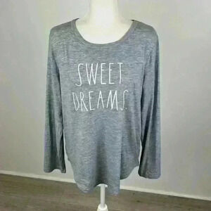 Rae Dunn Grey Long Sleeve Sweet Dreams Top Size L